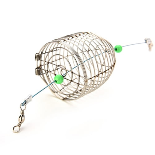 Yoone Fish Small Stainless Steel Wire Fish Bait Trap Basket Fishing Tackle Lure Cage, Silver