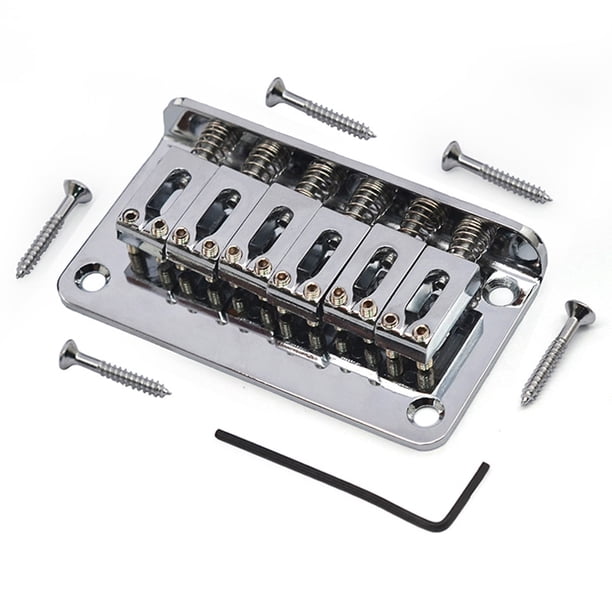 Básico 78*42mm (puente fijo de guitarra rígida para guitarra eléctrica estilo Fender de 6 cuerdas, cromado), plateado