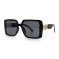 thumbnail image 5 of Womens Rhinestone Jewel Hinge Rectangle Rimless Butterfly Diva Sunglasses All Black, 5 of 7