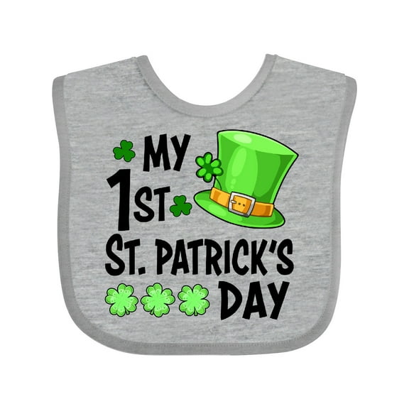 Inktastic My 1st St. Patrick's Day Green Top Hat and Clovers Boys or Girls Baby Bib