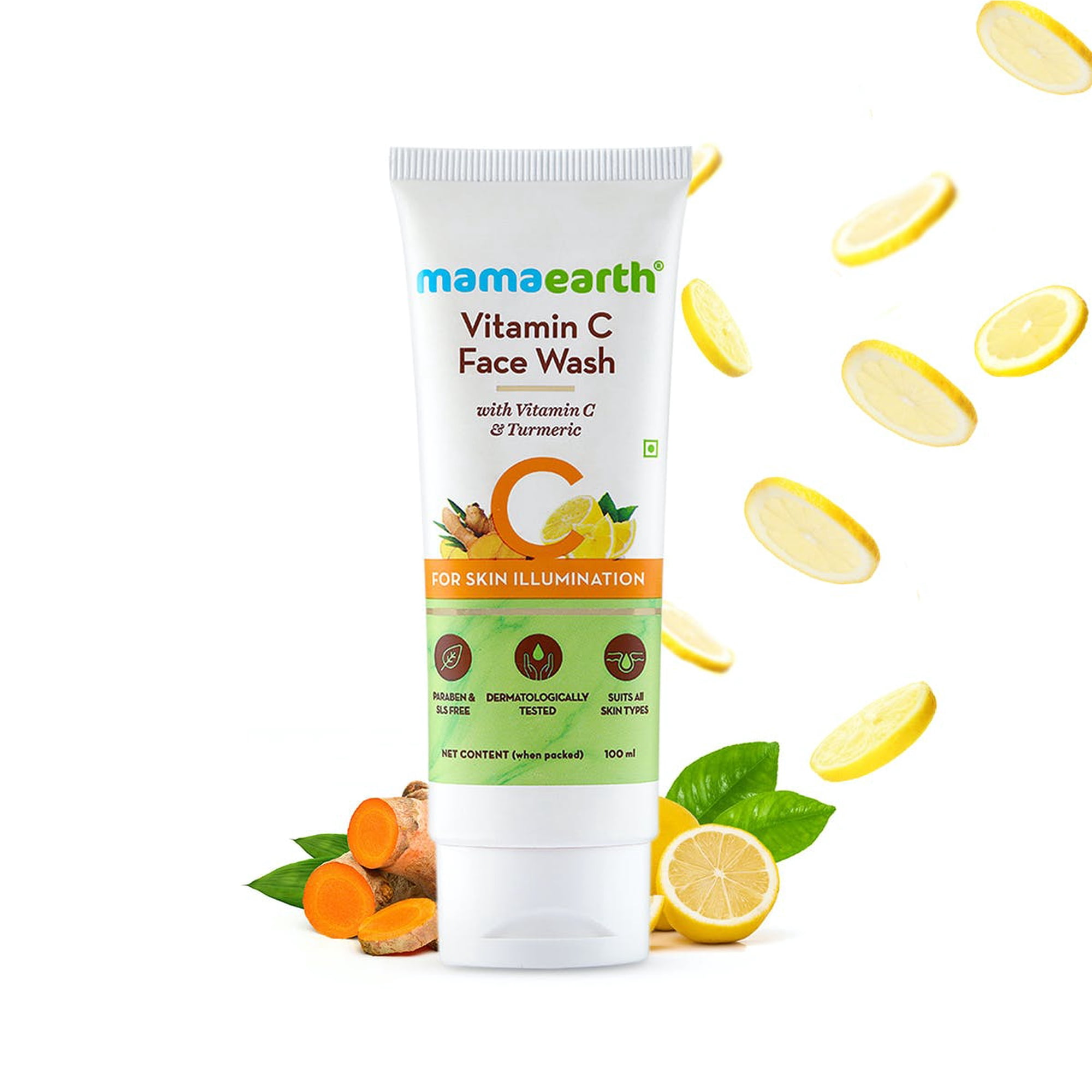 Mamaearth Vitamin C Face Wash with Vitamin C & Turmeric for Glowing-Looking Skin - 100 ml