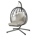 thumbnail image 6 of Hanging Egg Chair with Stand and Leg Rest Outdoor Indoor Swing Rattan Wicker with UV Resistant Cushions Gift for Kid Mom Girlfriend use for Bedroom Patio Balcony Nest Chair, 6 of 6