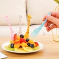 thumbnail image 3 of Giraffe Fruit Fork Children's Plastic Tableware Set Creative Dessert Forks 12 Pcs, 3 of 7
