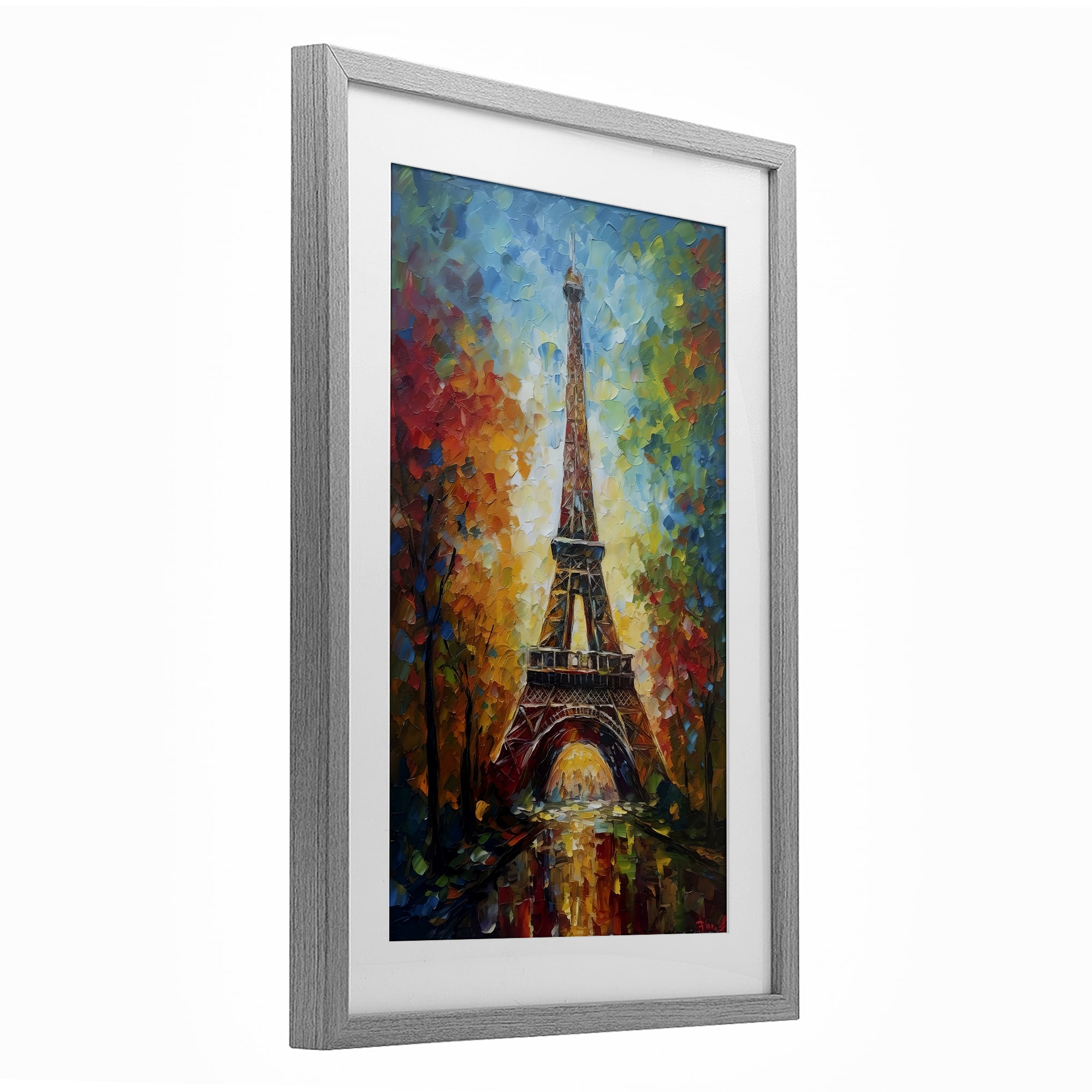 Stupell Industries Colorful Reflection at Eiffel Tower Gray Framed Print Under Glass, design by Creative Studio