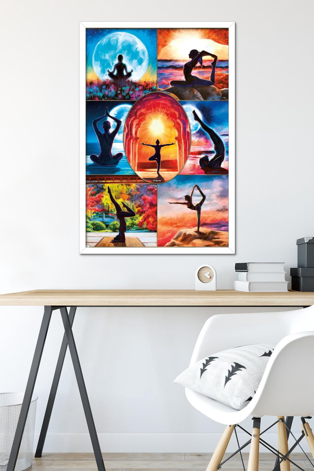 PD Moreno - Fine Art - Yoga Collage Wall Poster, 22.375" x 34" Framed