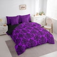 thumbnail image 3 of Homewish Retro Damask Jacquard 7-Piece Twin Bedding Sets,Ancient Baroque Print Bedding Comforter Set,Purple Black Sheet Sets For Boys Girls,Breathable Home Decor Reversible, 3 of 8