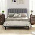 thumbnail image 2 of JOINSUN Gray Linen Upholstered Bed with Sponge, Density Board and Iron, Full, 2 of 6