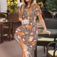 thumbnail image 3 of Naloa Cute Little Fox Print Womens Summer A-Line Dress with Pockets,Short Sleeve Dresses,Flowy Beach Swing Dress for Vacation Travel, 3 of 6