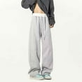 thumbnail image 2 of oqasdz Mens Sweatpants Wide Leg Stretch Solid Color Casual Drawstring Baggy Pants Couple Fashion Sports Athletic Outdoor Long Pants, L, 2 of 4