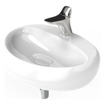 Rosaria Oval Ceramic Wall Mount Bathroom Sink in Glossy White