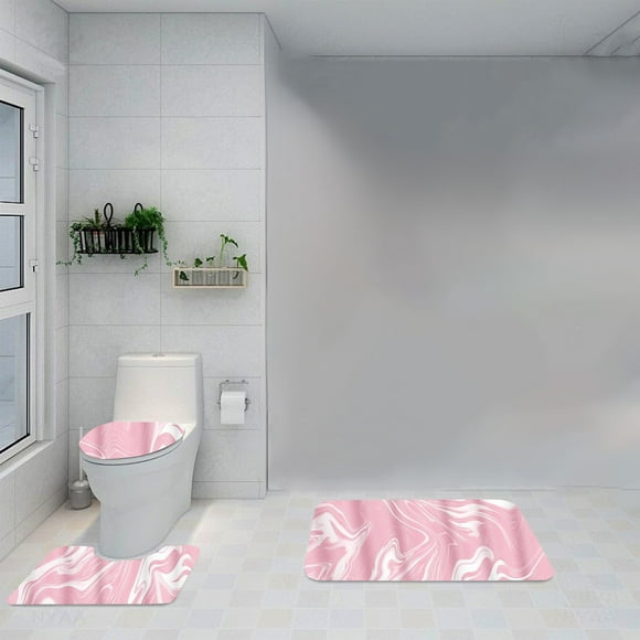Amzcrzy Tapis de Salle de Bain Déco de Salle de Bain Ensemble de 3 Pcs avec Tapis Coloré en Marbre Ensemble de Salle de Bain avec Tapis Antidérapant Housse de Couvercle de Toilette et Tapis en Forme de U Tapis de Salle de Bain Déco de Salle de Bain Déco Maison Tapis de Bain Tapis
