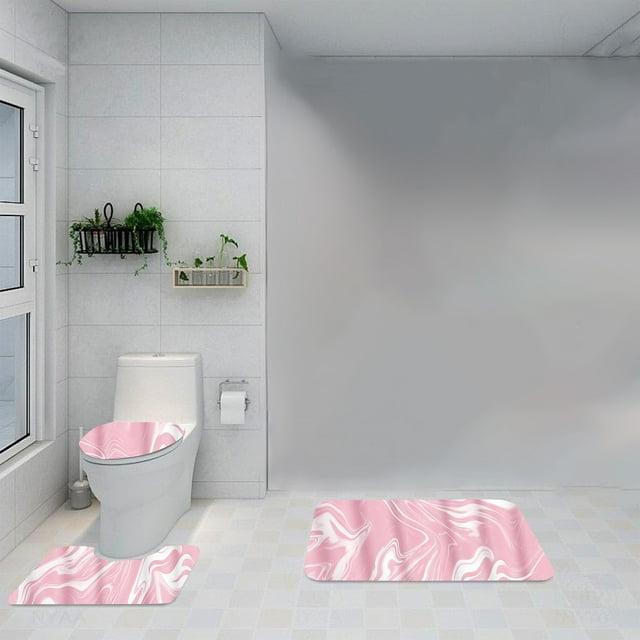 Chmadoxn Bathroom Rugs, Rugs for Living Room, Area Rug, Bath Mat Bathroom Decor 3 Pcs Rug Set With ColorfulMarble Bathroom Set With AntiSlip Rug Toilet Lid Cover And U Shape Mat Bathroom Rugs