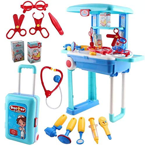 CASE W/ HANDLE AND WHEELS Details about   DOCTOR PLAY SET 14 PCS W/ 10IN X 8IN 