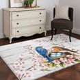 thumbnail image 3 of Birds Floral Area Rugs 4'x6', Washable Small Throw Rugs for Office Bathroom, Farmhouse Country Pink Flower Leaf Wood Grain Indoor Outdoor Rug Non-Slip Low Pile Carpet Runner Reversible Floor Mats, 3 of 8