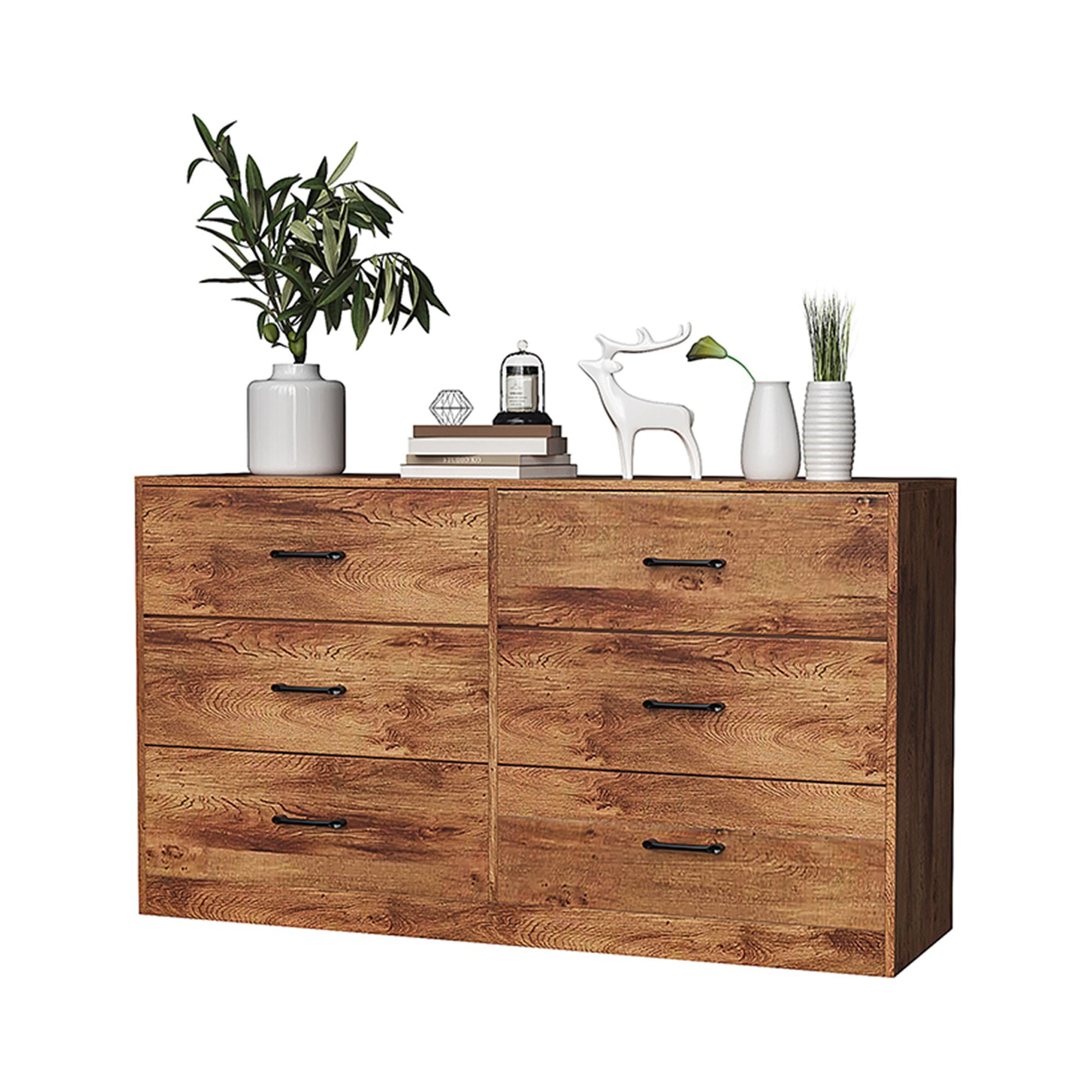 Kadyn 6 Drawer Dresser Double Chest of Drawers with 3+3 Wood Organizer, Lightweight Storage Cabinet with Handles, Living Room Hallway Decorative Cabinet, Rustic Log Color Kadyn 6 Drawer Dresser Double Chest of Drawers with 3+3 Wood Organizer, Lightweight Storage Cabinet with Handles, Living Room Hallway Decorative Cabinet, Rustic Log Color