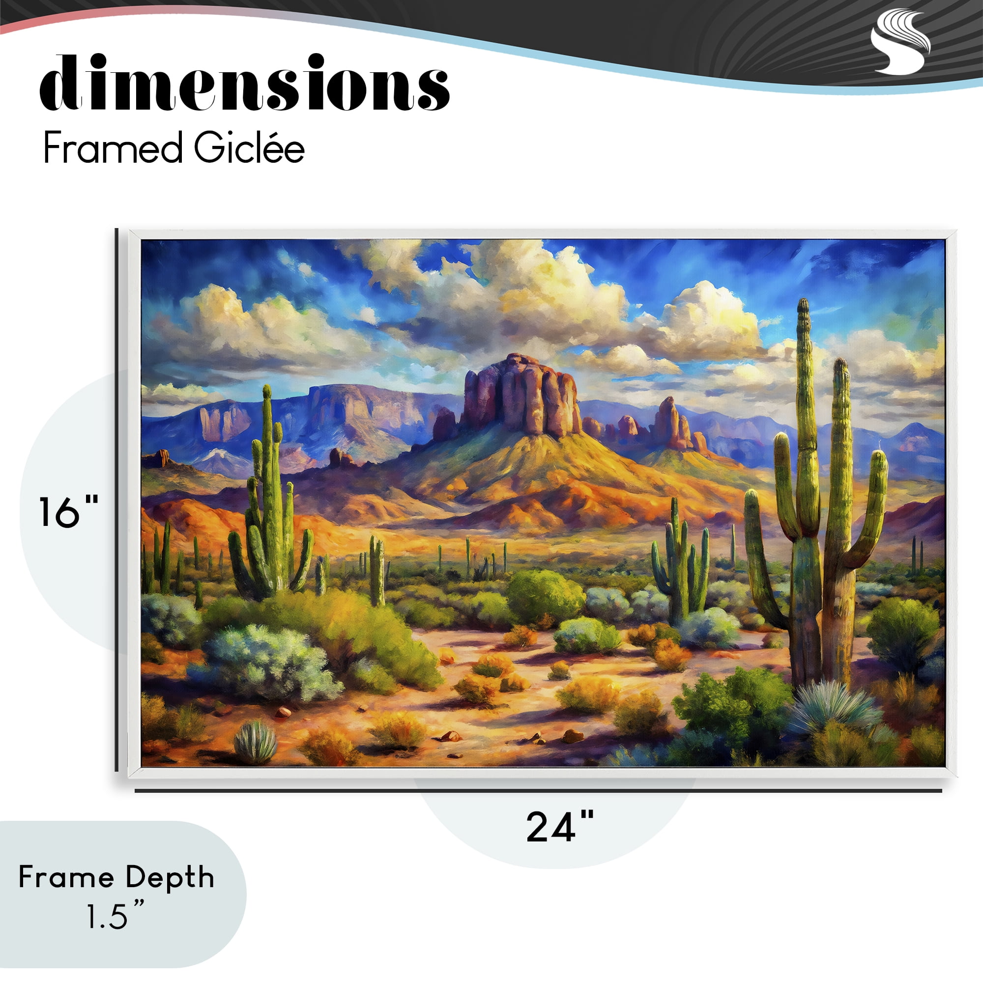 Stupell Industries Majestic Saguaro Desert Landscape White Framed Giclee Art, design by Creative Studio