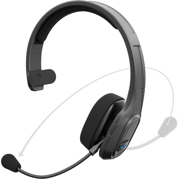 Car and Driver Trucker Bluetooth Headset, Wireless Headset Noise Canceling Headphones with Microphone, Home Office, Zoom, Call Center, Clear Highway, Siri Alexa Google Compatible