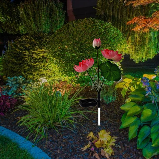 Fiudx Ofertas Del Día Luces De Jardín, Paquete De 2 Luces Decorativas Linterna De Jardín Al Aire Libre Lotu Decoración De Jardín Linterna Led Alimentada Para Pasaje De Patio De Jardín