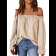 thumbnail image 1 of Blusa Informal Holgada de con Hombros Descubiertos y Volantes de Larga para Mujer. Albaricoque L, 1 of 7