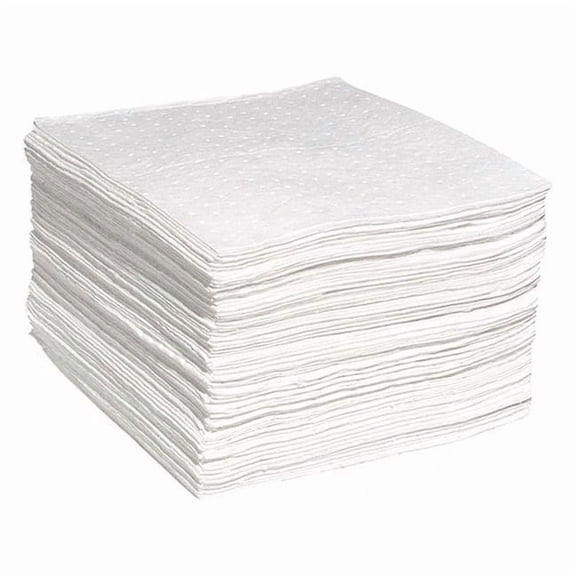 Absorbent Pad, 15 in W x 19 in L, Absorbs 31 gal. per Pkg, Oil, White, 200PK
