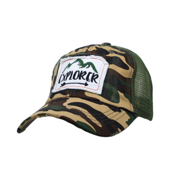WITHMOONS Explorer Patch Baseball Cap Meshed Vintage Trucker Hat YZ10085 (Olive)