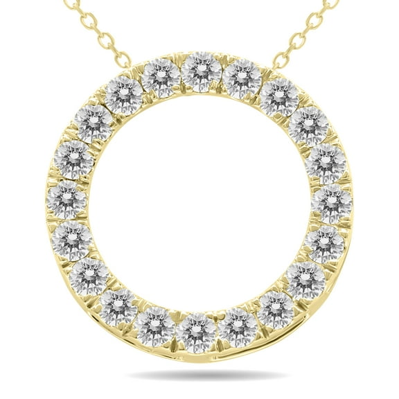 SZUL Women's 3/4 Carat TW Diamond Circle Pendant in 10K Yellow Gold