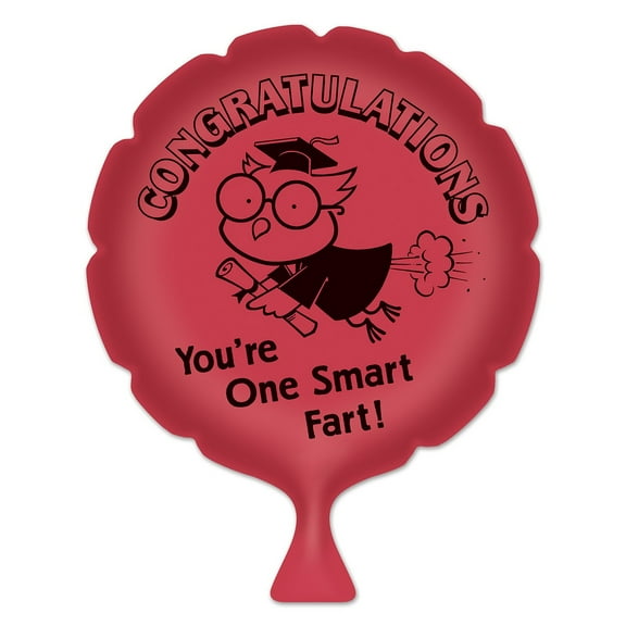 Beistle Pack of 6 Red and Black "You're One Smart Fart!" Whoopee Cushion Graduation Party Favors 8"
