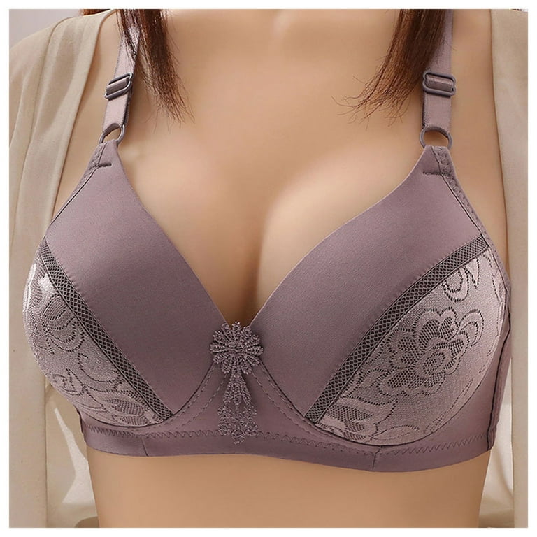 Summer Savings Clearance 2023! Loopsun Womens Bras, Wireless Push Up Solid  Lace Plus Size Comfortable Underwear Bra Gray 