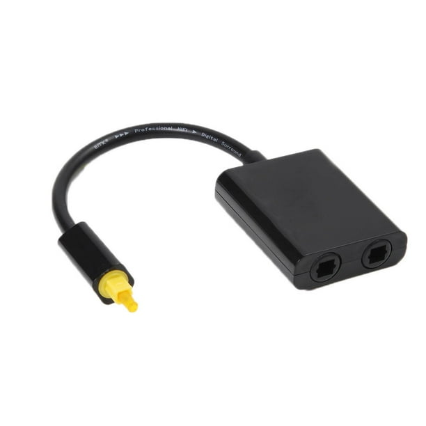 Injueey Divisor de audio óptico digital Adaptador divisor de puerto dual 1 entrada 2 Salida Divisor de cable óptico Hub para CD DVD Cables de audio/vídeo negro