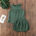thumbnail image 2 of SUNSIOM Baby Girls Boys Cotton Linen Sleeveless Tank Tops + Mini Shorts Set, 2 of 8