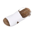 thumbnail image 2 of Sandalias Para Mujer Women's Fashionable Casual Spring And Summer Versatile Plus Size Beach Wedge Sandals Solid Color Peep Toe Open-Toe Sandals,White,41, 2 of 9