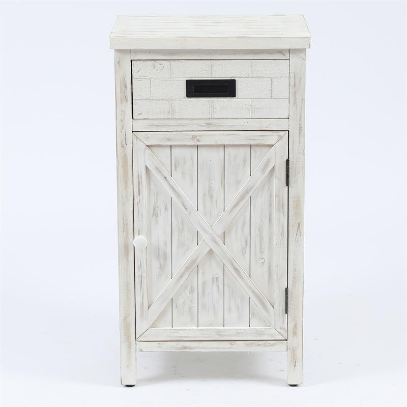 Wood Farmhouse White End and Side Table