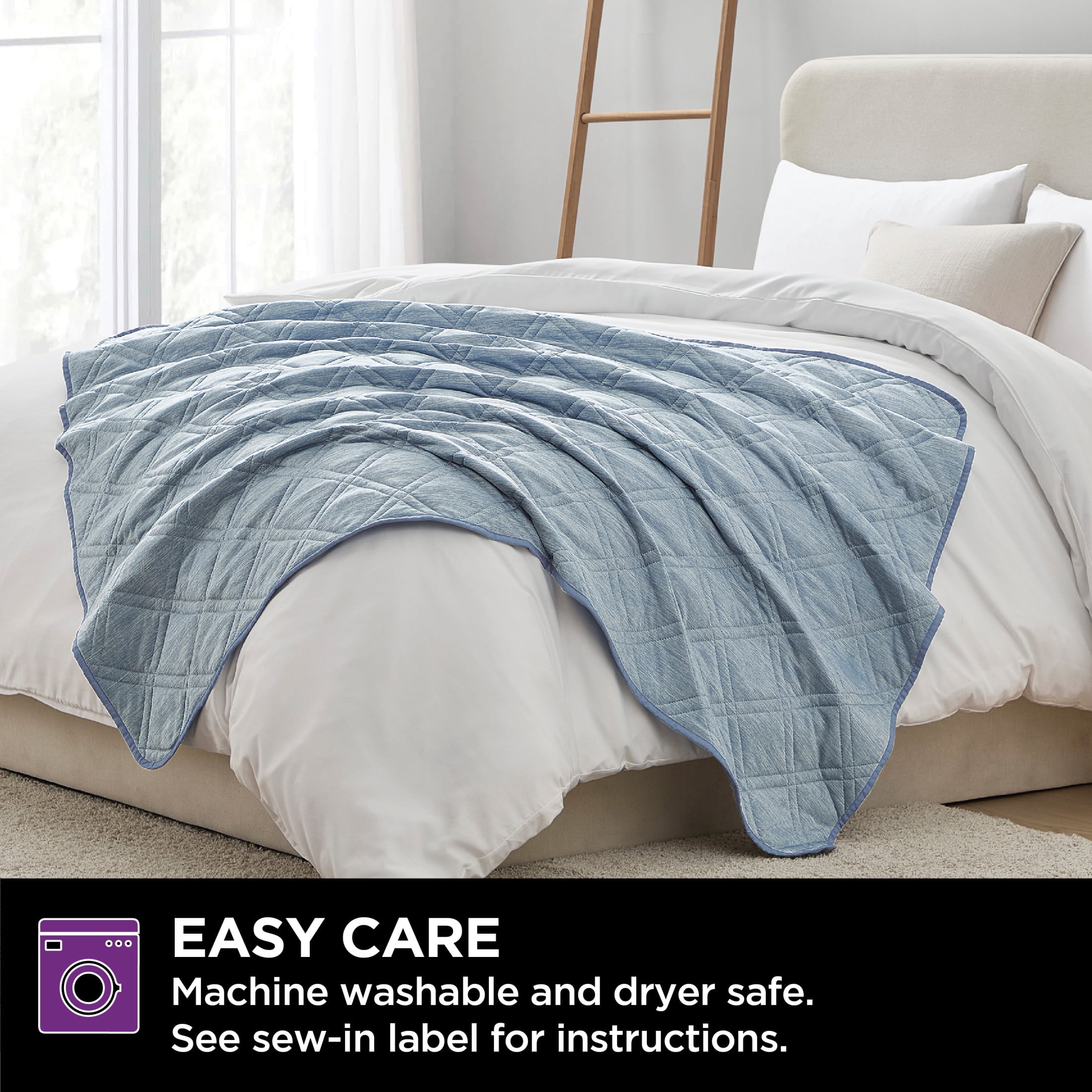 Brookstone Cooling Throw Blue, Solid Print, Nylon Polyethylene, Knit, 1 Piece, Standard Size
