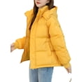 thumbnail image 2 of Women Puffer Jacket Winter Warm Coats Hooded Quilted Jackets with Removable Hood Yellow XXL, 2 of 7