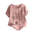 thumbnail image 2 of Fiudx Ofertas Relámpago Camisa Holgada Informal de Verano con Cuello Redondo y Manga Corta con Estampado de Flores para Mujer, 2 of 3