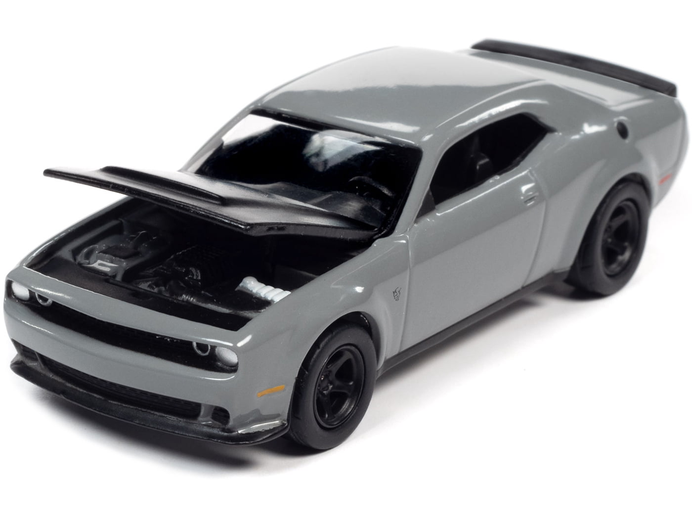 2018 Dodge Challenger SRT Demon Destroyer Gray with Black Hood Modern Muscle Limited Edition to 14408 pieces Worldwide 1/64 Diecast Model Car by Autoworld