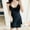 Black, variant on Women's Lace Trim Silk Cami Nightgown Sexy V Neck Nightdress Spaghetti Straps Summer Full Slip Mini Lingerie Dress