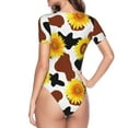 thumbnail image 4 of Fotbe Women Short Sleeve Bodysuit Round Neck Sunflower Cow Bodysuit For Women Round Neck Scoop Neck Long Sleeve Stretch Tops Jumpsuit-Medium, 4 of 9