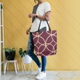 thumbnail image 4 of FORMRS Womens Canvas Tote Bag with Zipper Inner Pocket Shoulder Handbag, Red Circles, 4 of 7