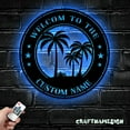thumbnail image 3 of Craftnamesign Custom Tropical Patio Backyard Metal Wall Art LED Light, Palm Tree Pool Name Sign, 3 of 5