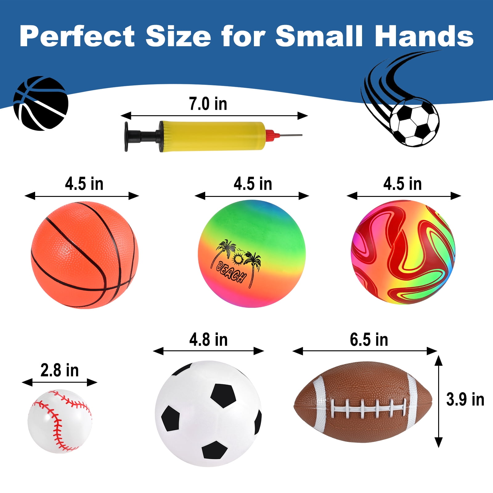 Faburo Toys Balls for Toddlers 1-3 , Toddler Outdoor Sports Toys,Football Basketball Rugby Baseball Volleyball Soccer 1 2 3 4 5 Gift