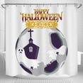 thumbnail image 1 of Whimsical Halloween Shower Curtain Ghosts & Vintage Banner, 1 of 4