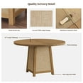 thumbnail image 6 of SICOTAS Solid Wood 3-Piece Small Round Dining Table Set for 2, Mid-Century Modern Natural Rattan 47" Kitchen Table with 2 Upholstered Dining Chairs for Kitchen, Dining Room, or Living Room, 6 of 11