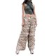 thumbnail image 2 of VISgogo Pantalones casuales de moda para mujer, pantalones largos de pierna ancha con cordón fruncido de color sólido VISgogo  moda, 2 of 9