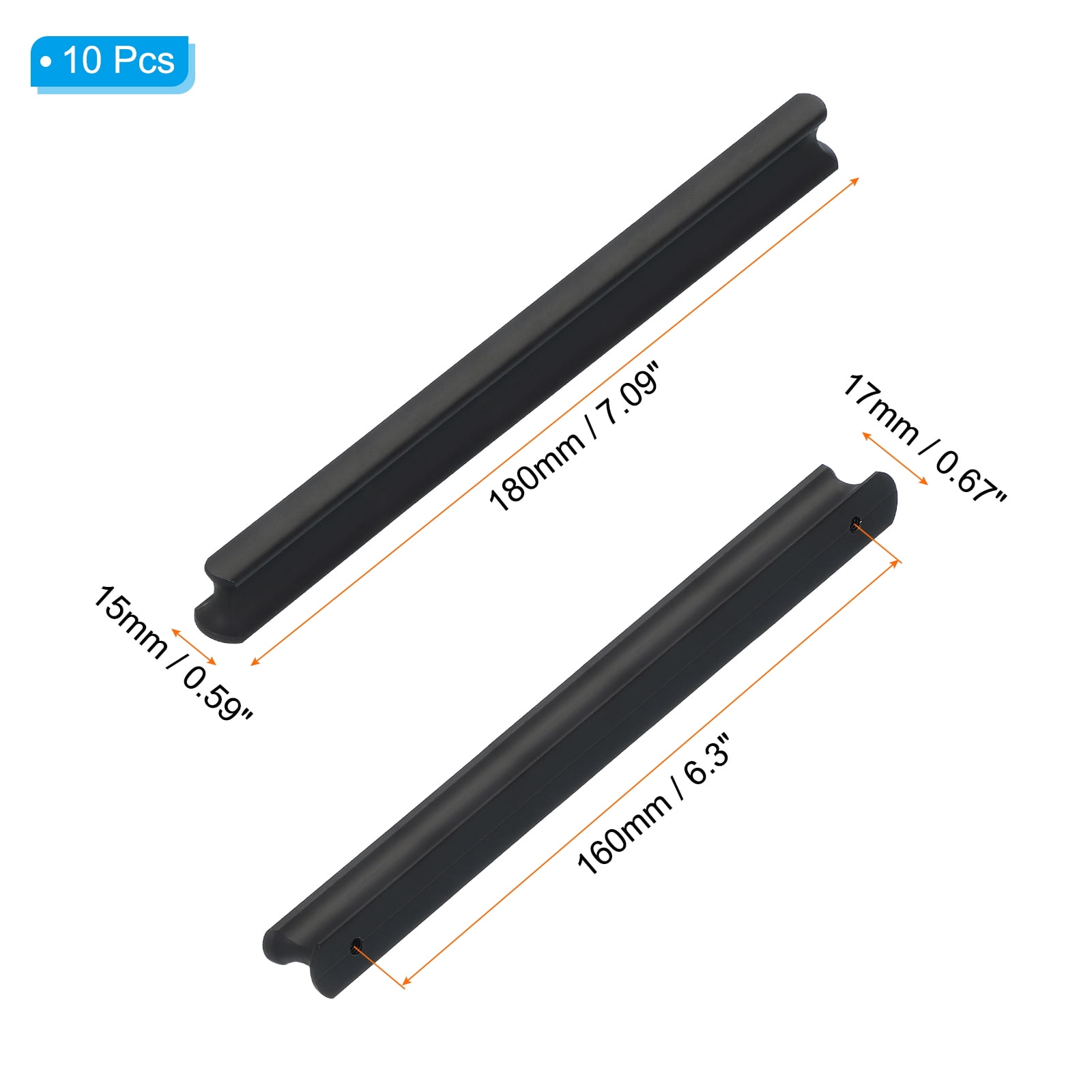 Uxcell Kitchen Cabinet Handles Hole Center Brushed Cabinet Pulls Kitchen Drawer Hardware for Cupboard Drawer Pulls Black 6.3 Inch (160mm)