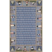 KAS Rugs Colonial 1802 Lighthouse Waves Area Rug - Blue