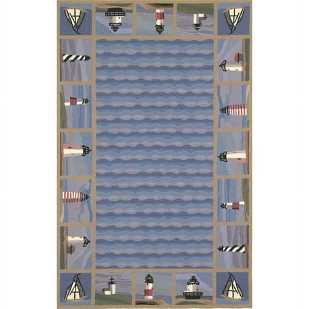 KAS Rugs Colonial 1802 Lighthouse Waves Area Rug - Blue