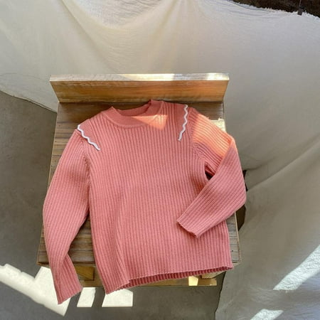 

WZHKSN Child Sweater Babys Kids Toddler Girls Spring Winter Long Sleeve Ruffle Thick Knit Pullover Tops Sleepwear Clothes Coat