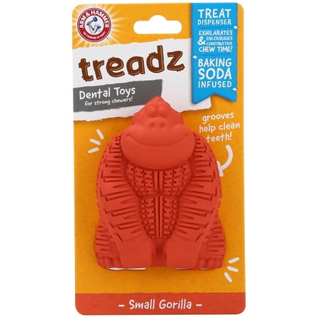 Arm & Hammer Super Treadz Mini Gorilla Dental Chew Toy for Dogs up to 25 Lbs, Small (1 Count)