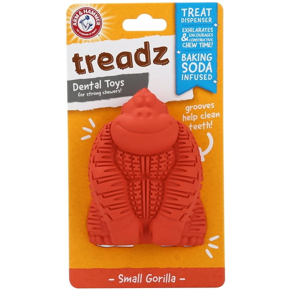 Arm & Hammer Super Treadz Mini Gorilla Dental Chew Toy for Dogs up to 25 Lbs, Small (1 Count)